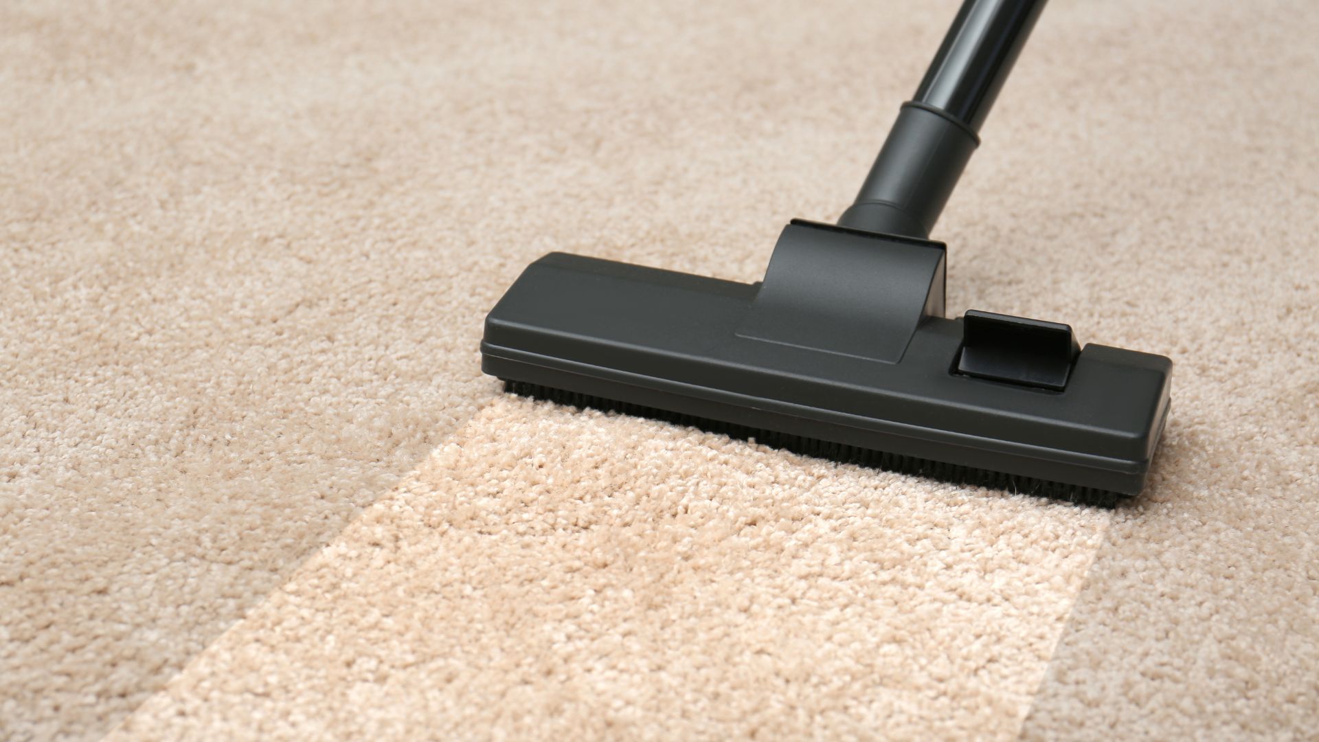 Comparison of a carpet before and after deep cleaning by Quick Clean Carpet Care.