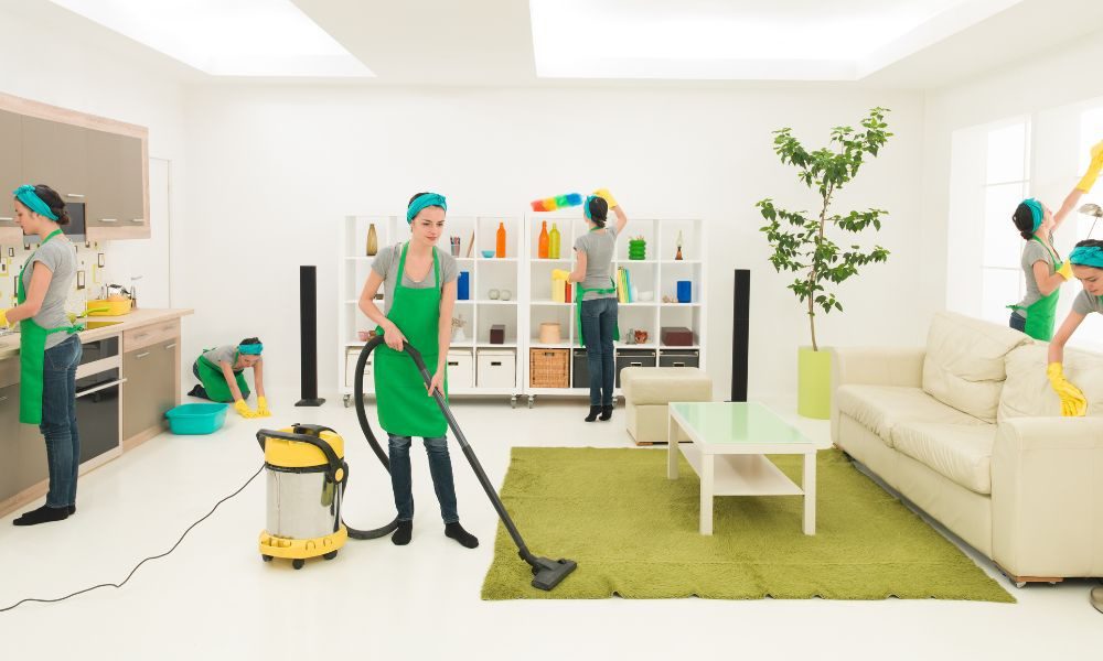 General Cleaning Duties like vacuuming, sweeping, and mopping floors